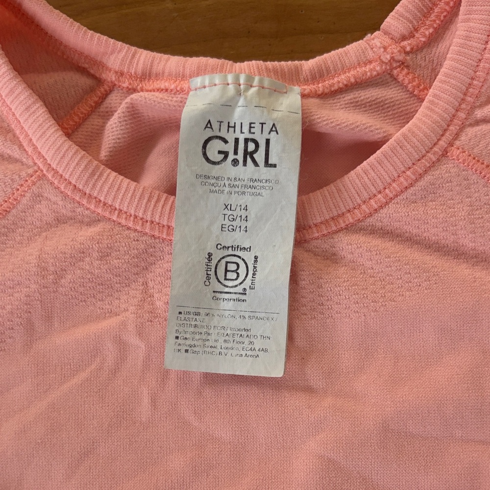 Athleta Girl Peach Crew Neck Tee - Picture 2 of 5